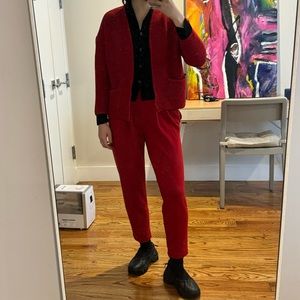 Vintage Donna Karan Red Sweater/Pant Set
